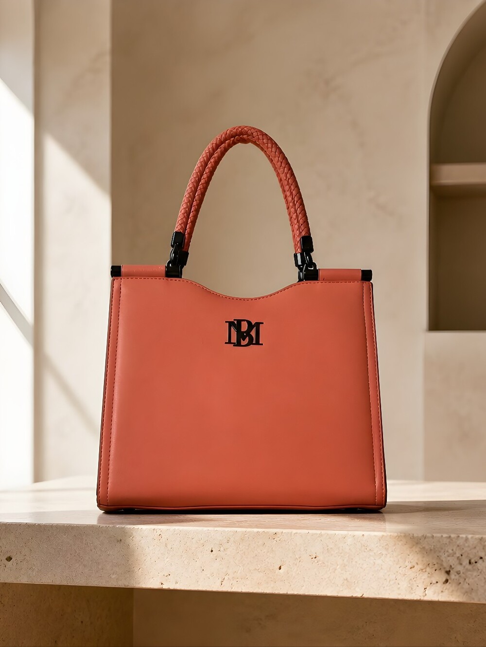 Badgley Mischka Coral Braided-Handle Satchel
